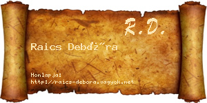 Raics Debóra névjegykártya